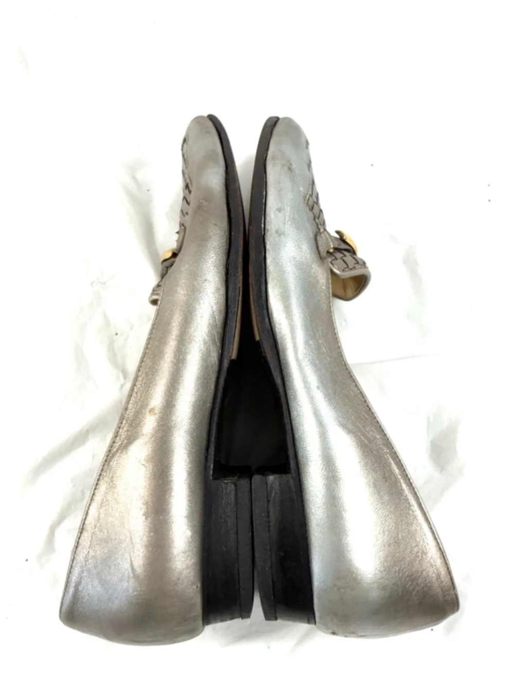 Bally Leather PEWTER Woven Classic Loafers Basketweave Vanessa SZ 6.5 C